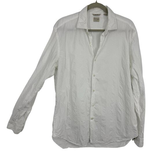 Culturata Button Up shirt Mens size XL 17.5 44 Cotton White Circles long sleeves - Picture 1 of 10